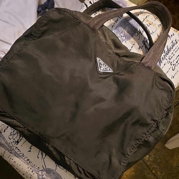 Prada Dark Brown Nylon Men's Briefcase - Picture 1 of 8